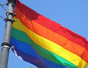 A rainbow flag flying in support of LGBT laws