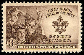 Boy Scouts of America on a US postage stamp. 